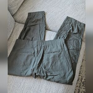 European Linen Like Barrel Pants Olive Green